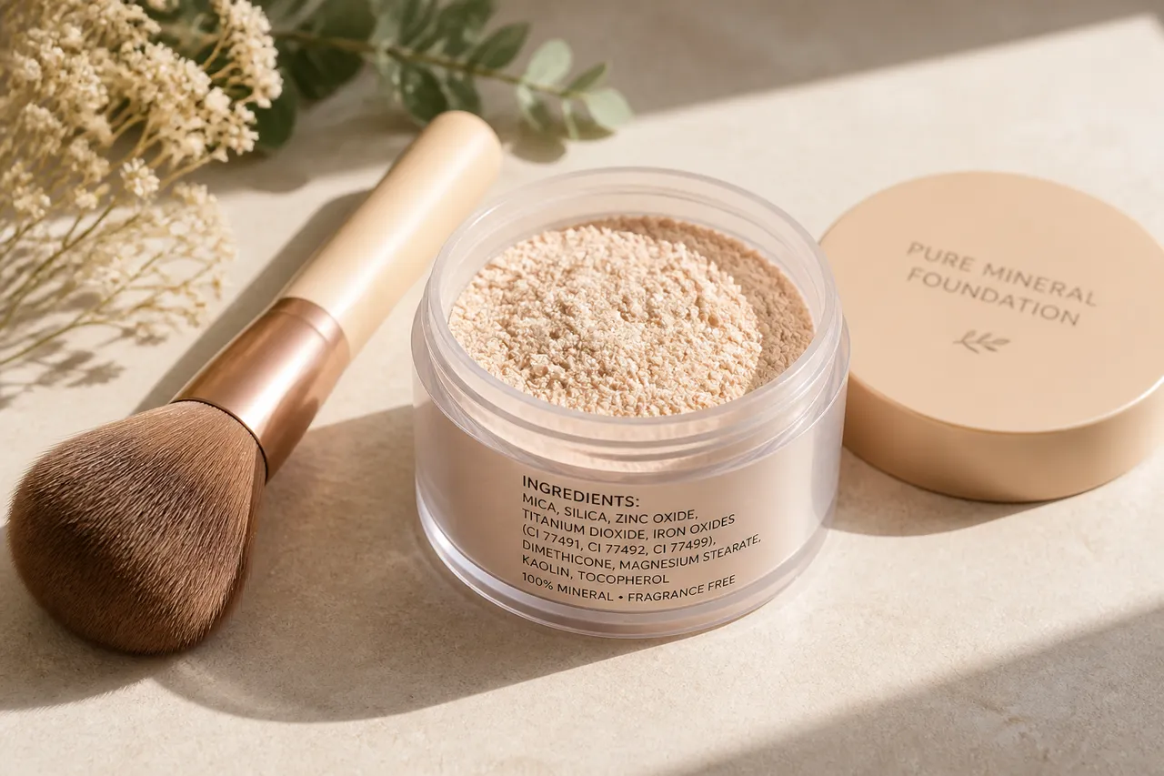 fard mineral pentru ten acneic și ingrediente cosmetice