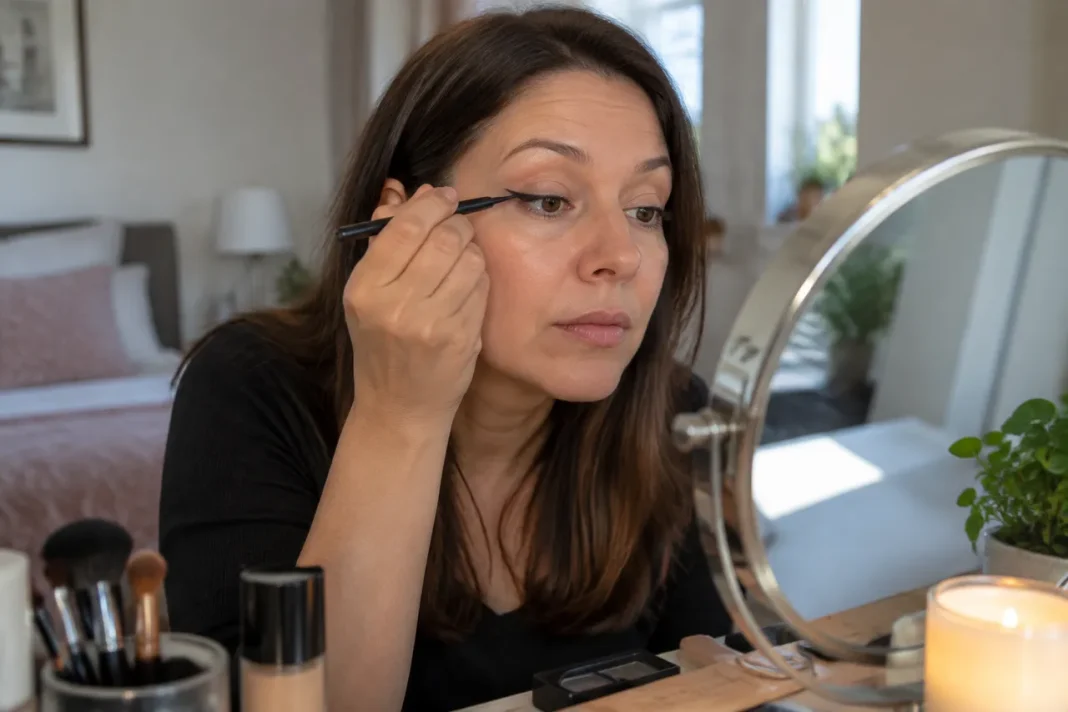 Eyelinerul pe pleoape căzute rămâne impecabil cu trasarea potrivită