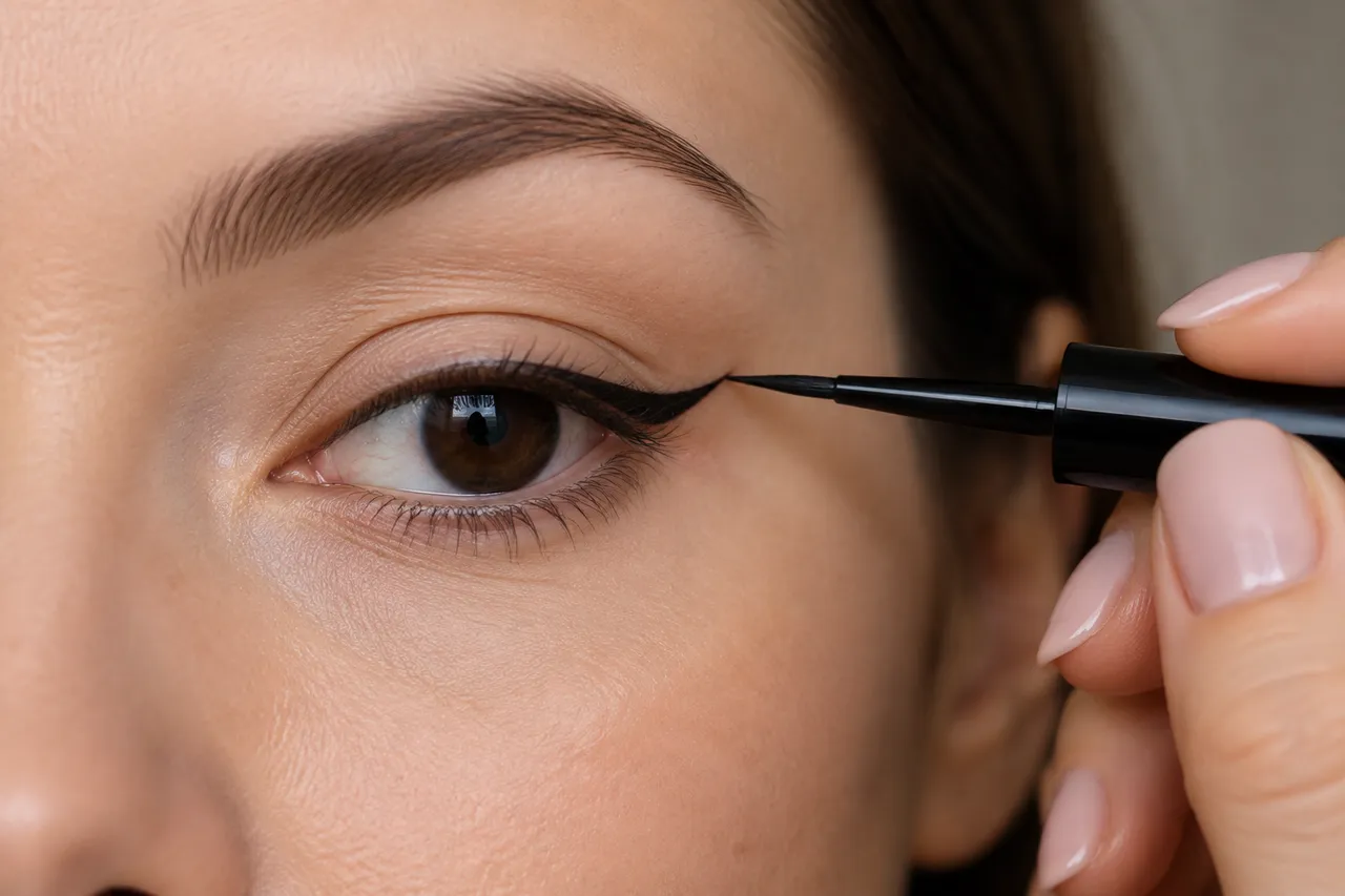 tehnică de trasare eyeliner pentru pleoape căzute