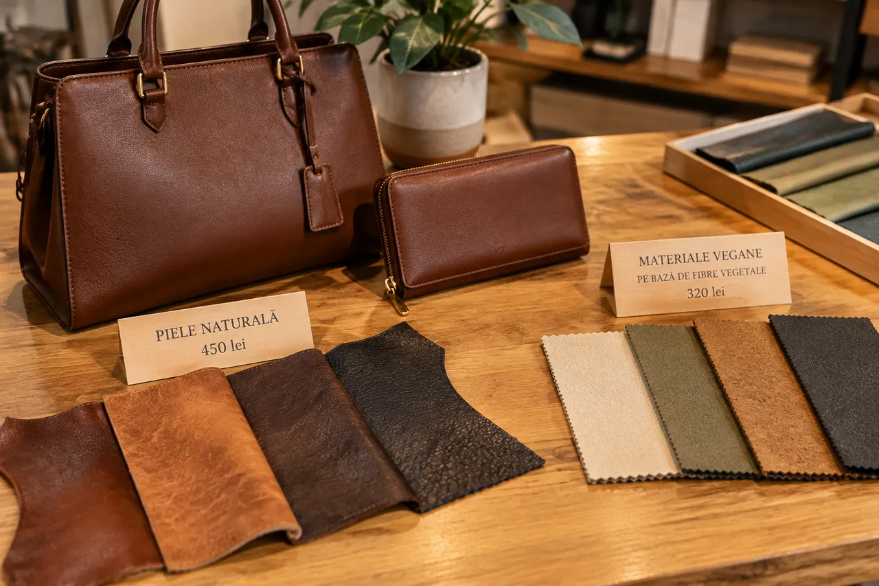 piele naturală versus materiale vegane pentru accesorii